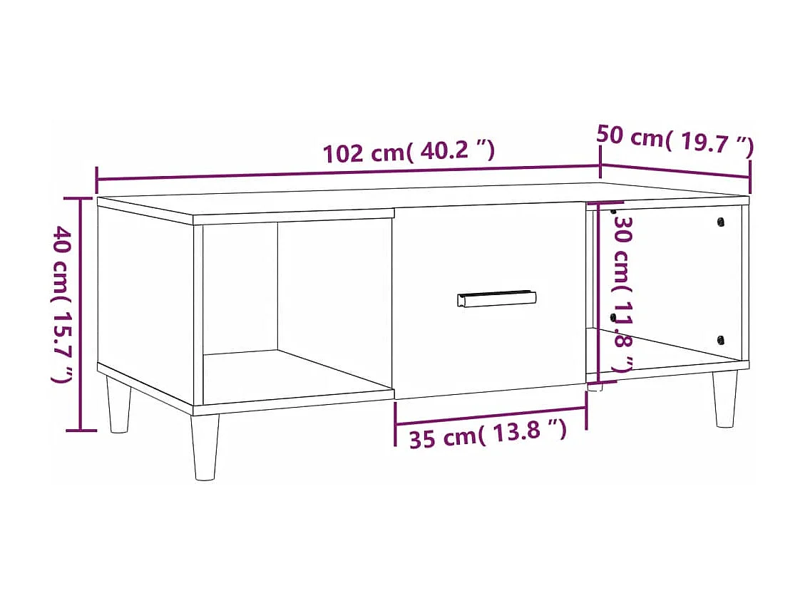 Couchtisch-Sofatisch-Beistelltische Räuchereiche 102x50x40 cm Holzwerkstoff SHL83385