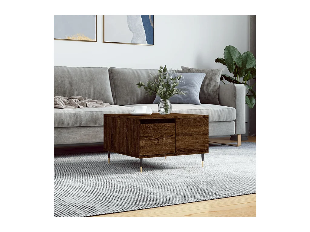 Mesa de centro | Mesa auxiliar madera ingeniería metal roble Sonoma 100x50x35cm SHL958