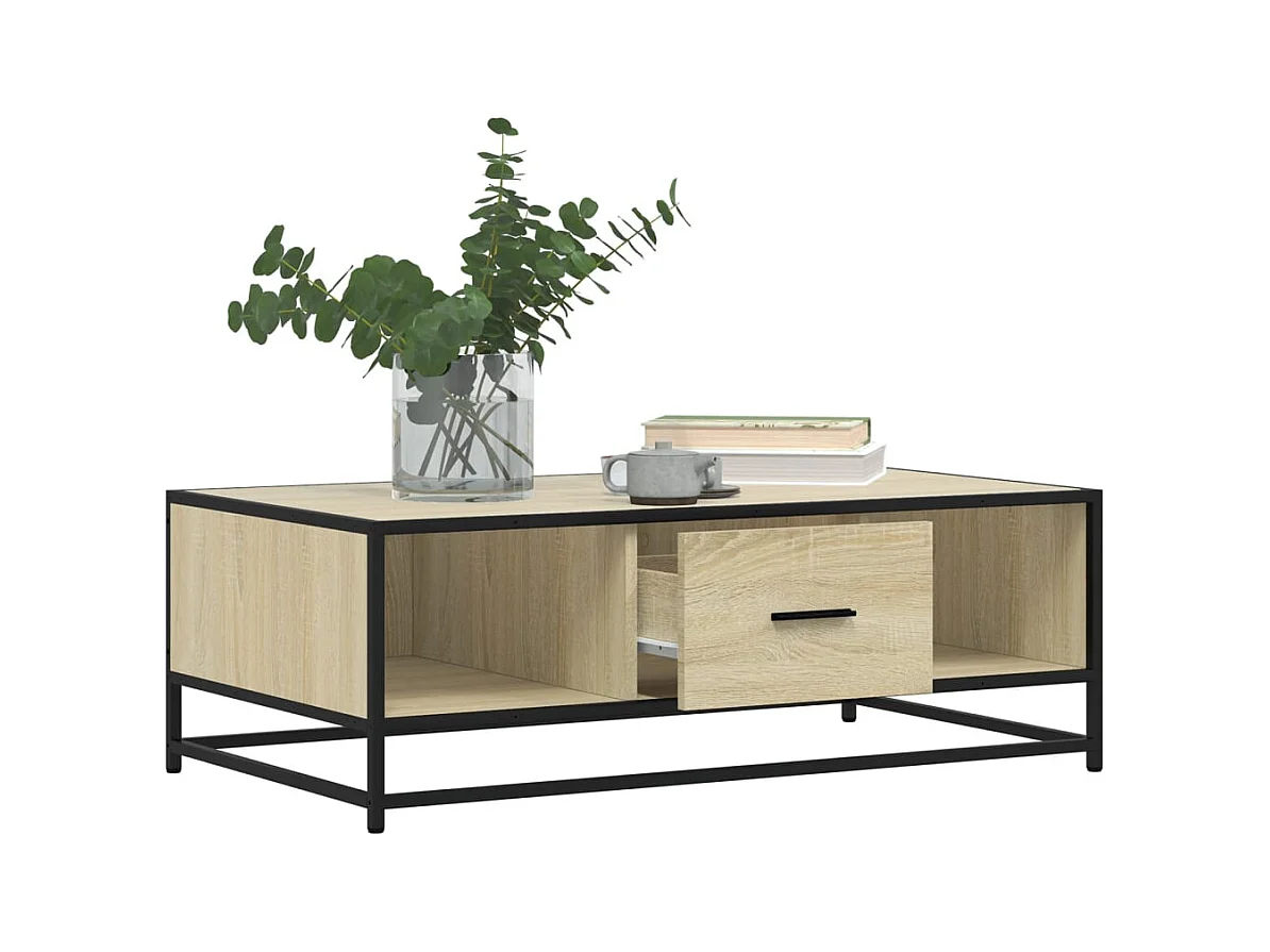 Mesa de centro-Mesa auxiliar madera maciza de pino gris 80x50x40 cm SHL4929