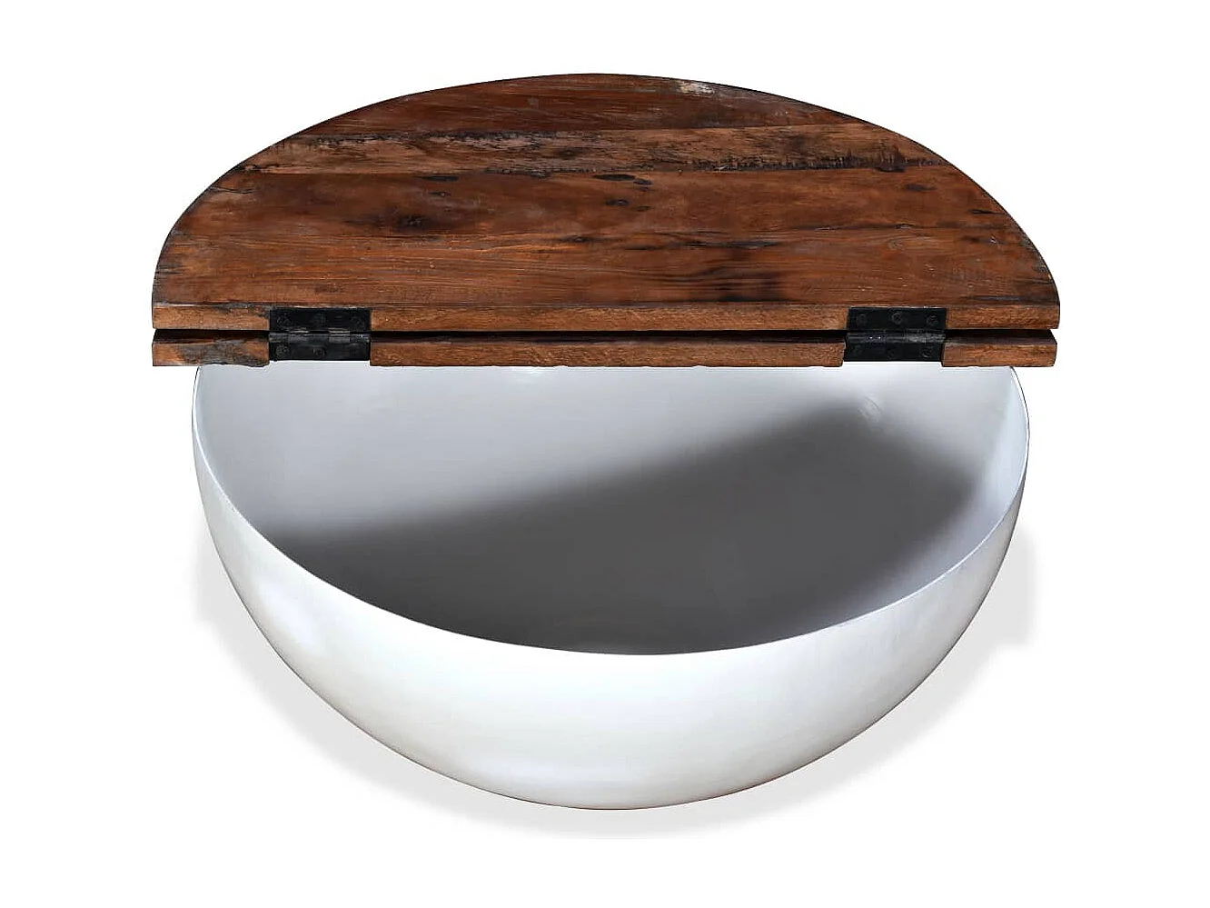 Table basse salon-Table d'appoint Bois de récupération massif Blanc Forme de bol SHL12668