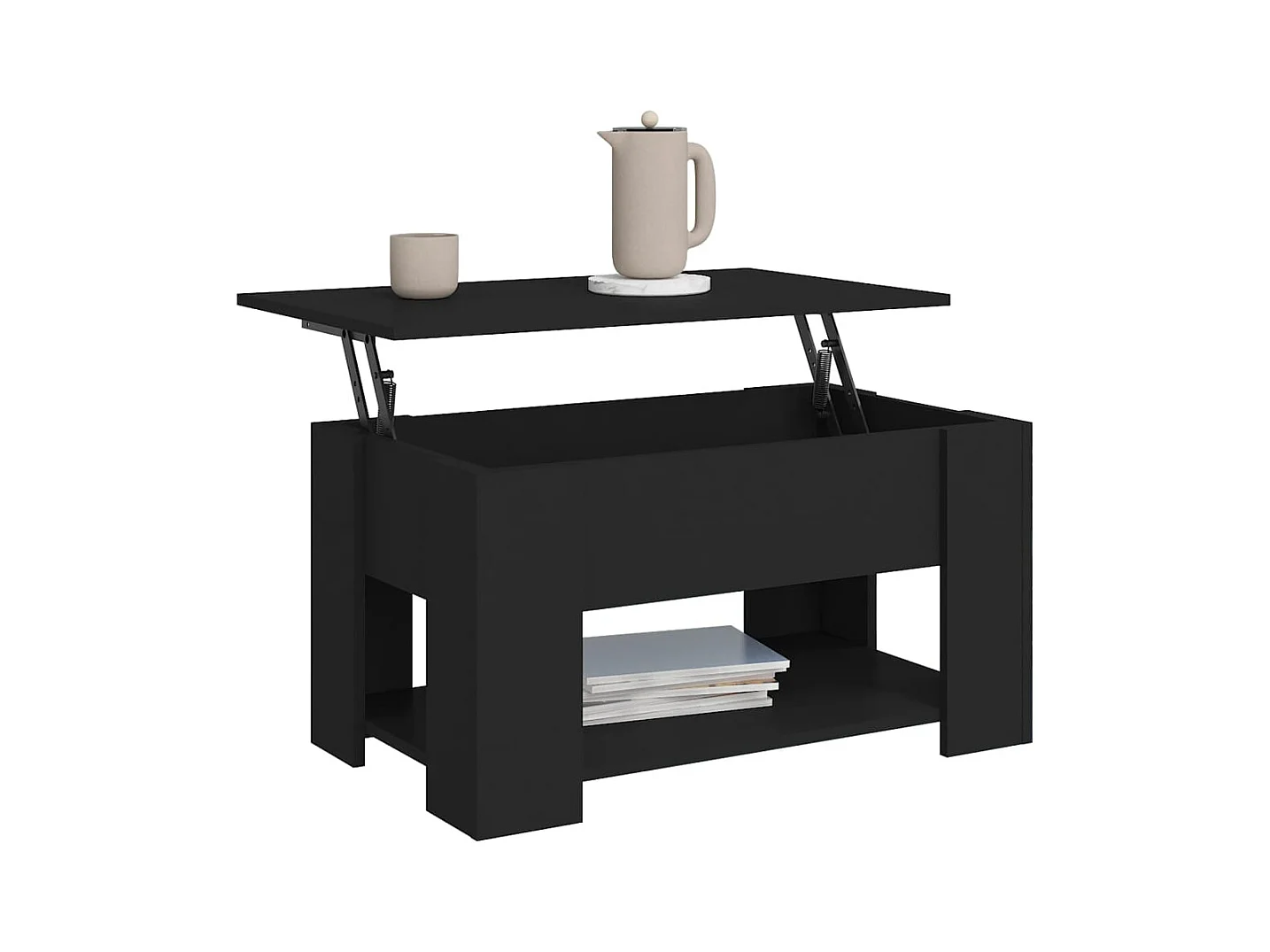 Mesa de centro | Mesa de apoio 79x49x41 cm madeira processada preto