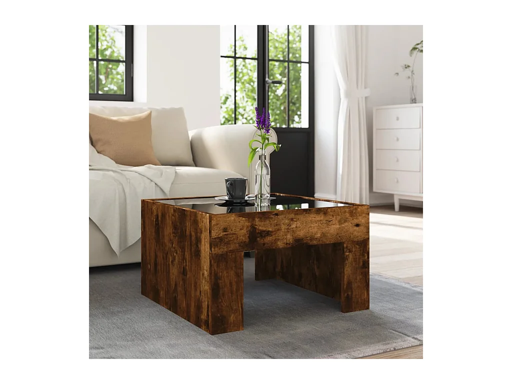 Mesa de centro-Mesa auxiliar madera de ingeniería blanca 55,5x55,5x40 cm SHL2076