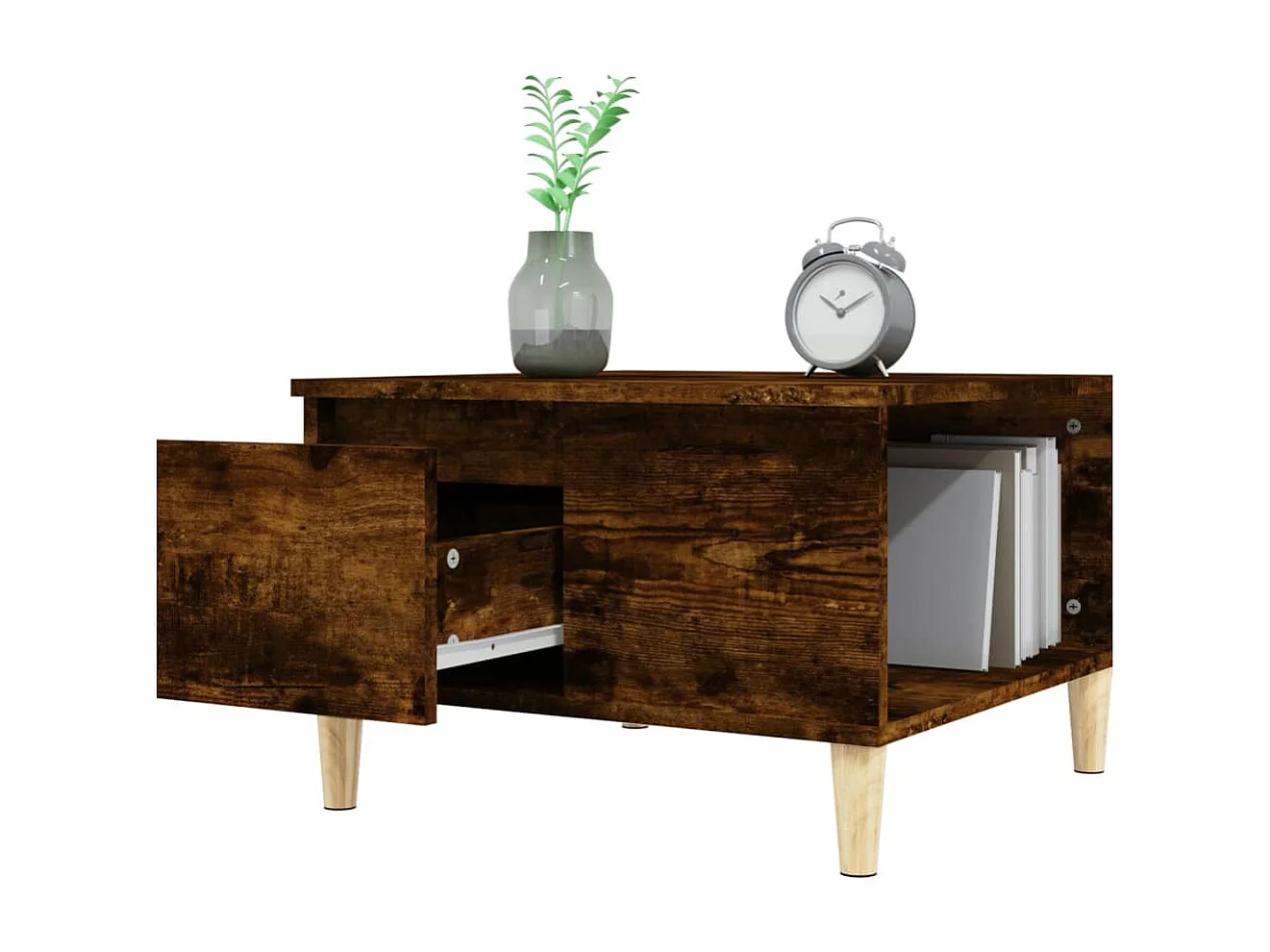 Mesa de centro | Mesa de apoio 55x55x36.5 cm derivados madeira carvalho fumado