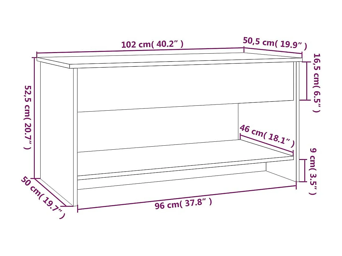 Mesa de centro | Mesa auxiliar madera contrachapada roble ahumado 102x50x40 cm SHL1259