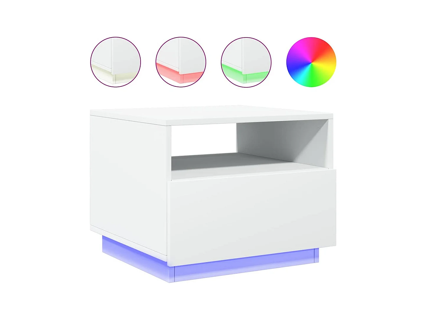 Table basse salon-Table d'appoint avec lumières LED blanc 50x49x40 cm SHL4498