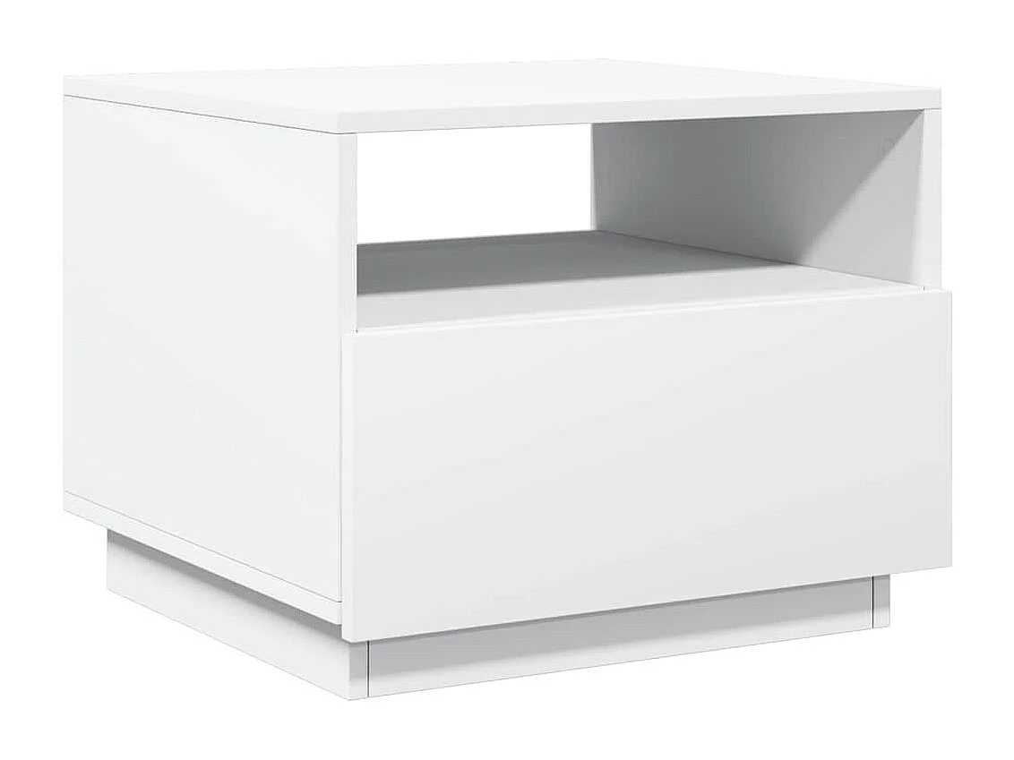 Table basse salon-Table d'appoint avec lumières LED blanc 50x49x40 cm SHL4498