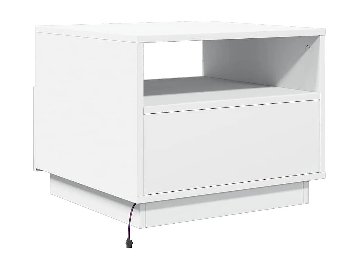 Table basse salon-Table d'appoint avec lumières LED blanc 50x49x40 cm SHL4498