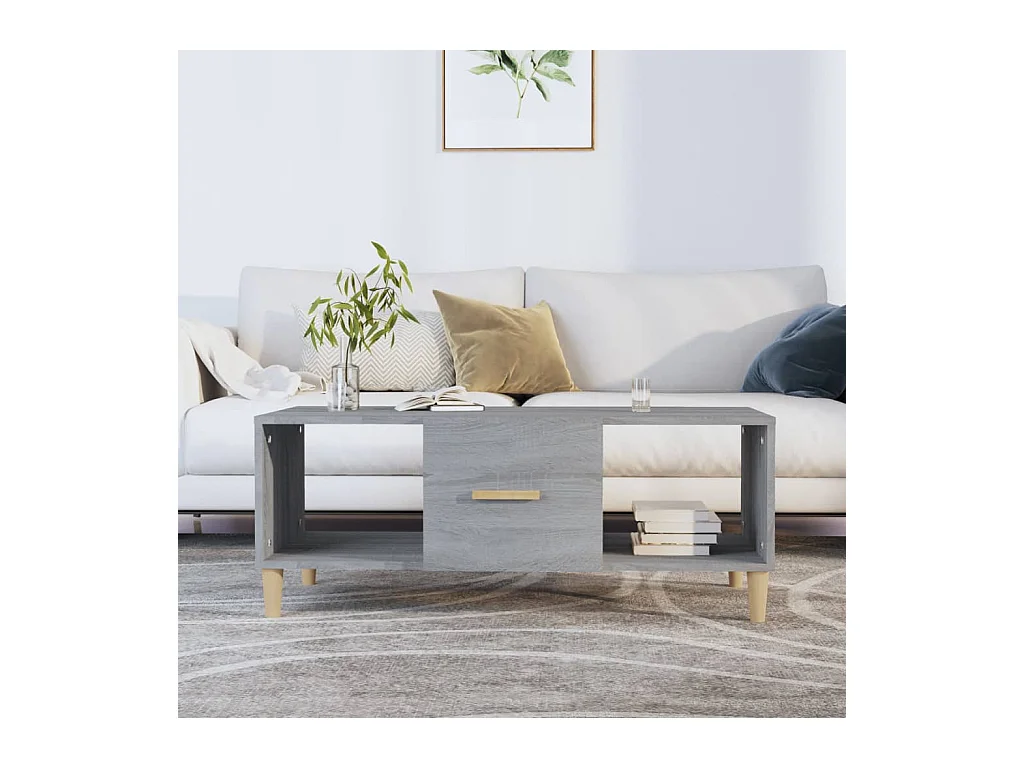 Mesa de centro | Mesa auxiliar madera contrachapada negro 60x44,5x45 cm SHL4587