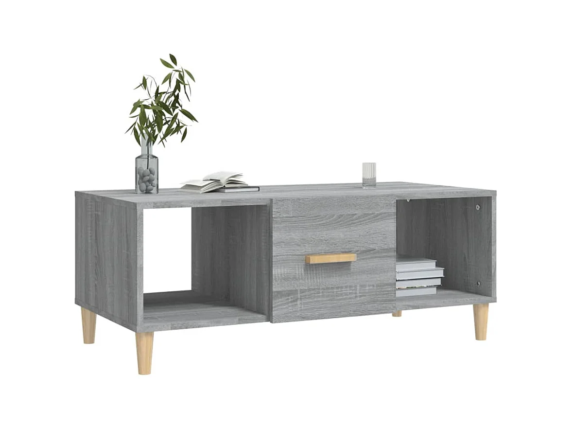 Mesa de centro | Mesa auxiliar madera contrachapada negro 60x44,5x45 cm SHL4587