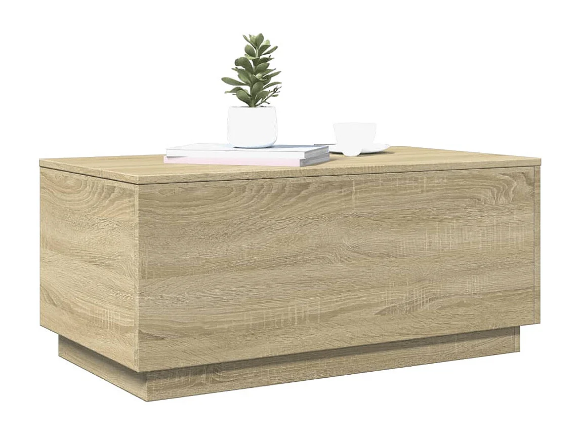 Mesa de centro | Mesa de apoio com luzes LED 90x50x40 cm carvalho sonoma