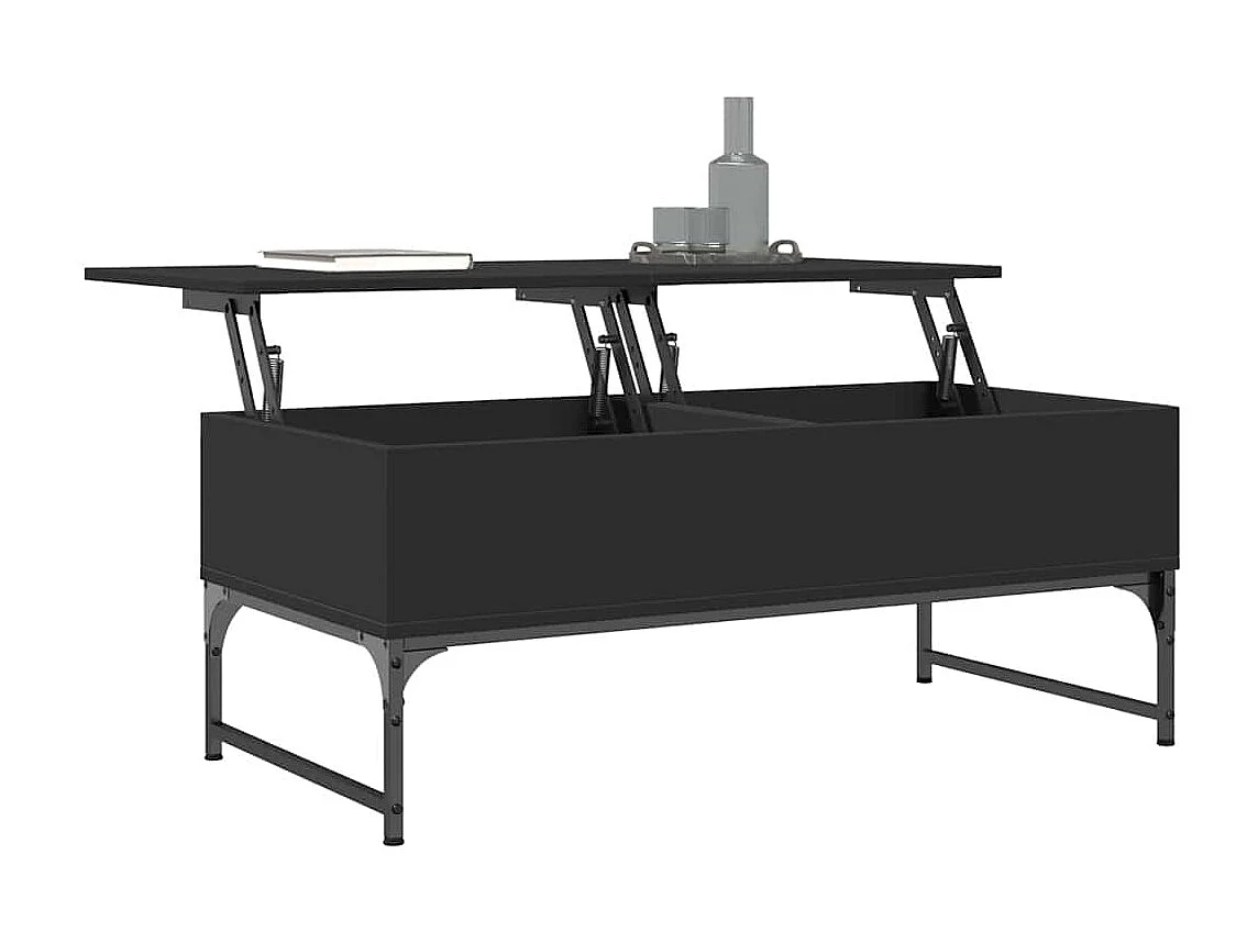 Table basse salon-Table d'appoint noir 100x50x40 cm bois d'ingénierie et métal SHL46313