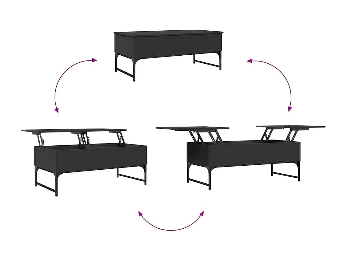 Table basse salon-Table d'appoint noir 100x50x40 cm bois d'ingénierie et métal SHL46313