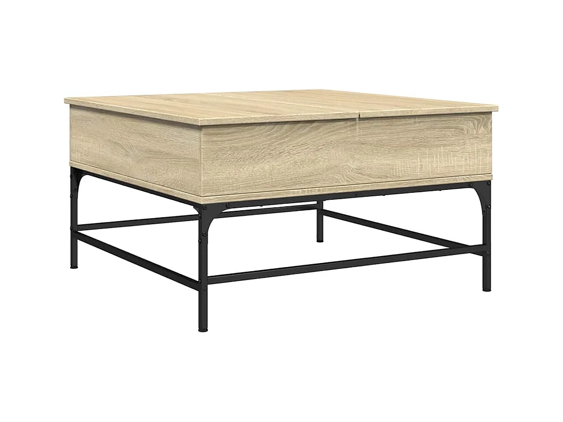 Table basse salon-Table d'appoint chêne sonoma 80x80x45 cm bois d'ingénierie et métal SHL59138
