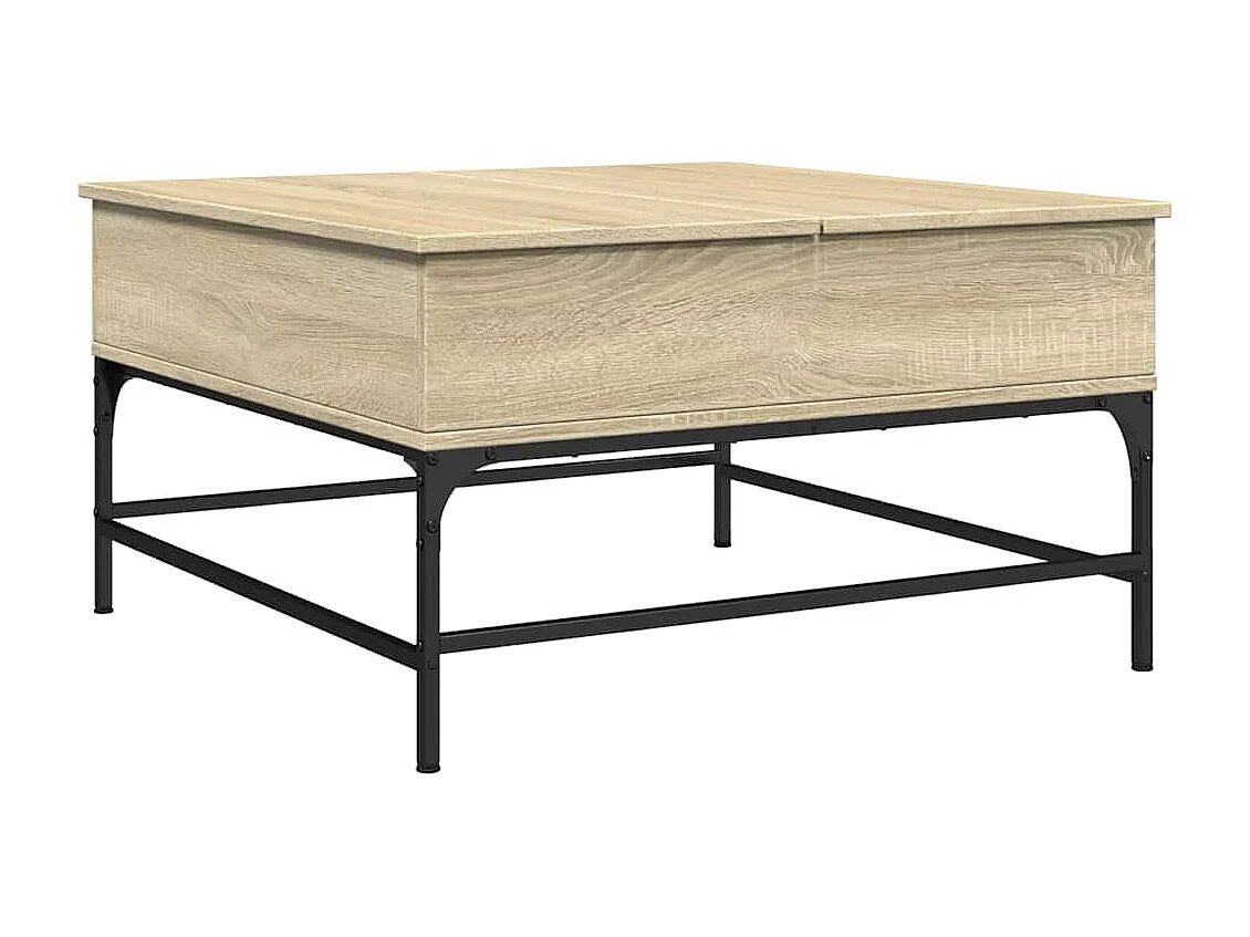 Couchtisch-Wohnzimmertisch-Beistelltische Sonoma-Eiche 80x80x45 cm Holzwerkstoff und Metall SHL97896