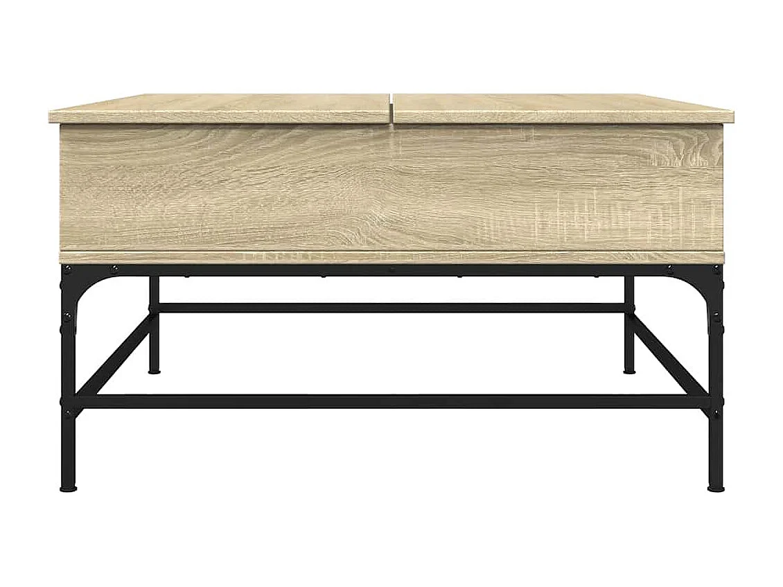 Couchtisch-Wohnzimmertisch-Beistelltische Sonoma-Eiche 80x80x45 cm Holzwerkstoff und Metall SHL97896