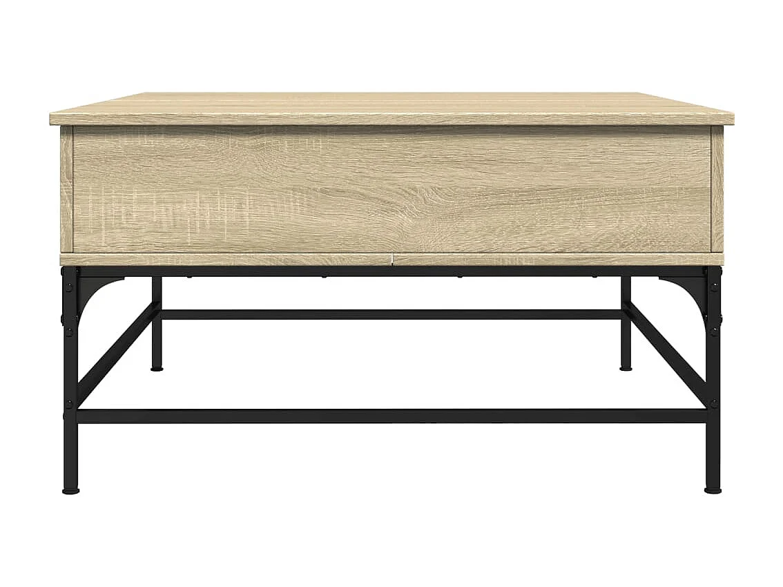 Couchtisch-Wohnzimmertisch-Beistelltische Sonoma-Eiche 80x80x45 cm Holzwerkstoff und Metall SHL97896