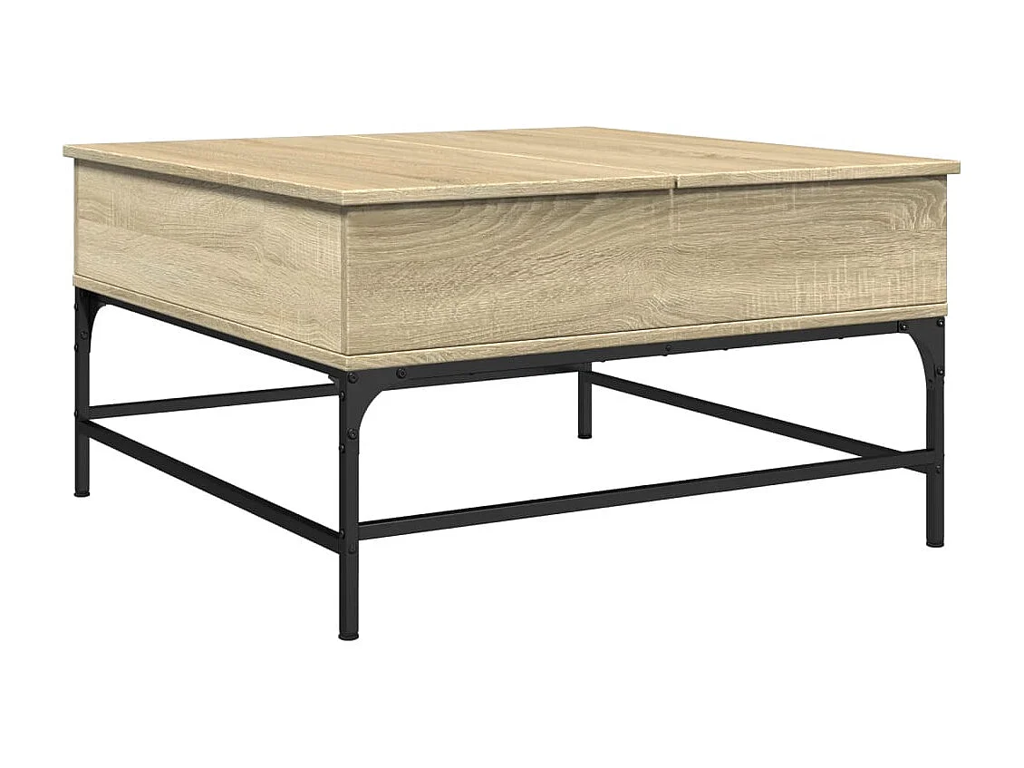 Couchtisch-Wohnzimmertisch-Beistelltische Sonoma-Eiche 80x80x45 cm Holzwerkstoff und Metall SHL97896