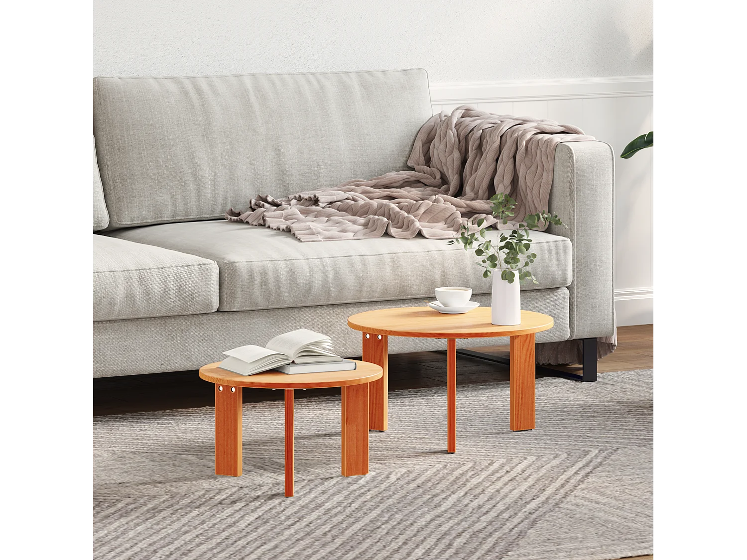 Salontafel Set van 2 | Woonkamertafel | Bijzettafel Wasbruin 47.5 x 47.5 x 27 cm