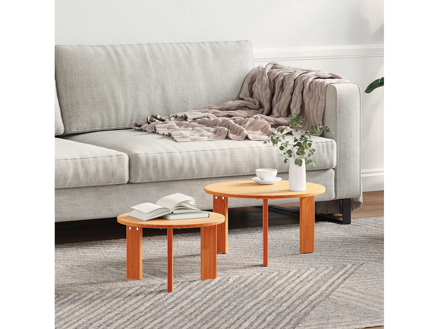 Ensemble de tables basses 2 pcs Marron cire 47,5x47,5x27 cm SHL71245