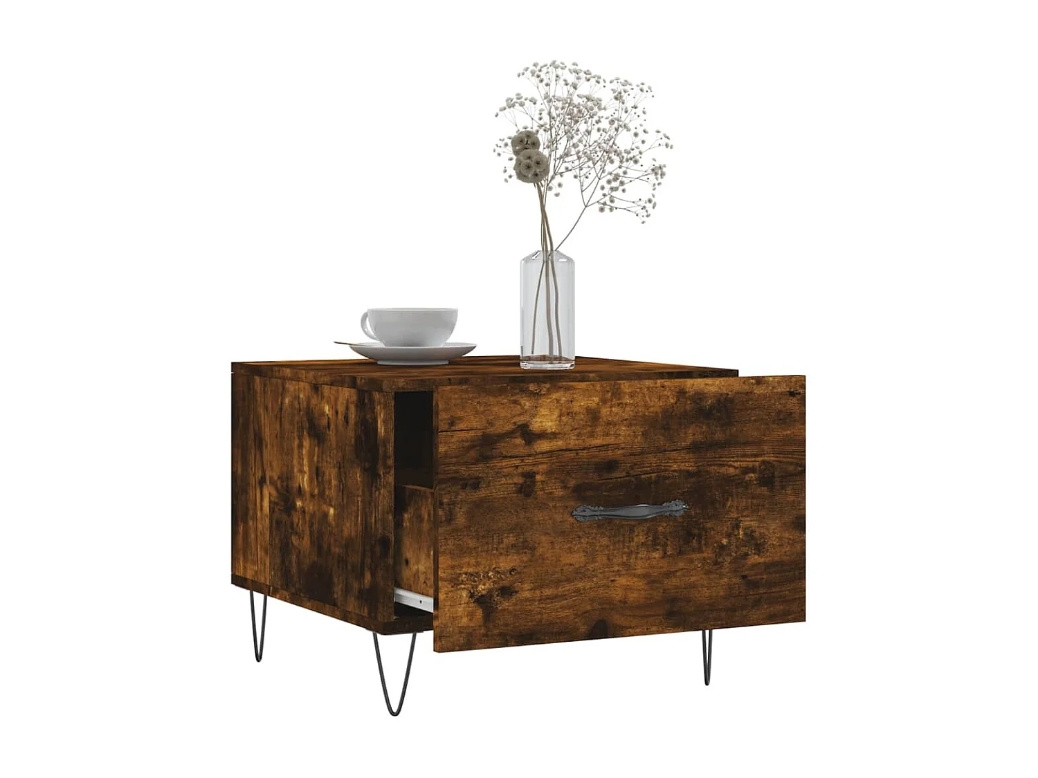 Lot de 2 Tables basses-Tables d'appoint chêne fumé 50x50x40 cm bois d'ingénierie SHL83169