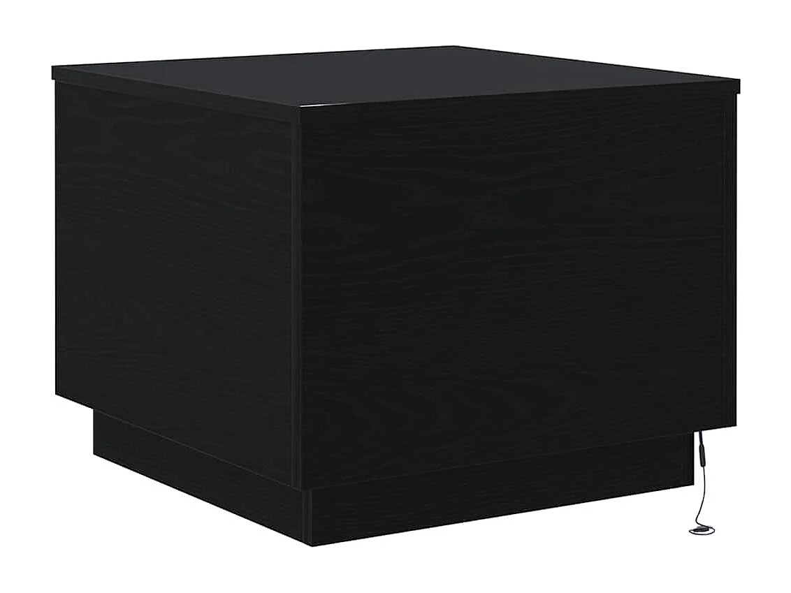 Table basse salon-Table d'appoint avec lumières LED chêne noir 50x50x40 cm SHL36263