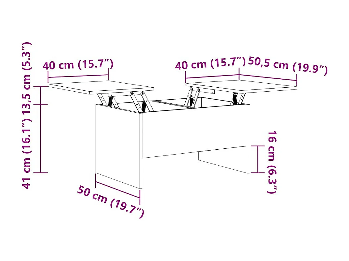 Couchtisch-Sofatisch-Beistelltische Sonoma-Eiche 80x50x42,5 cm Holzwerkstoff SHL38648