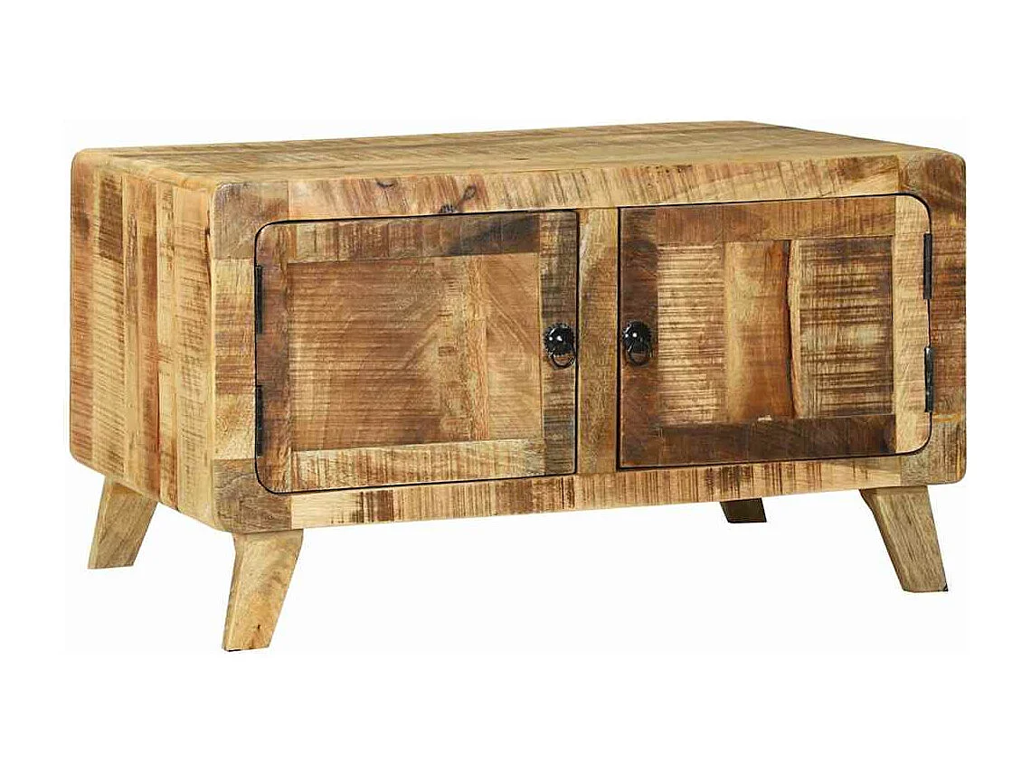 Salontafel | Woonkamertafel | Bijzettafel Bruin 80 x 54 x 45 cm Massief ruw mangohout