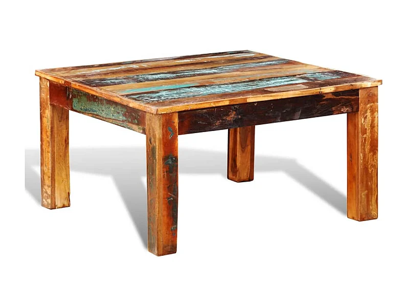 Mesa de centro | Mesa de apoio quadrada em madeira reciclada