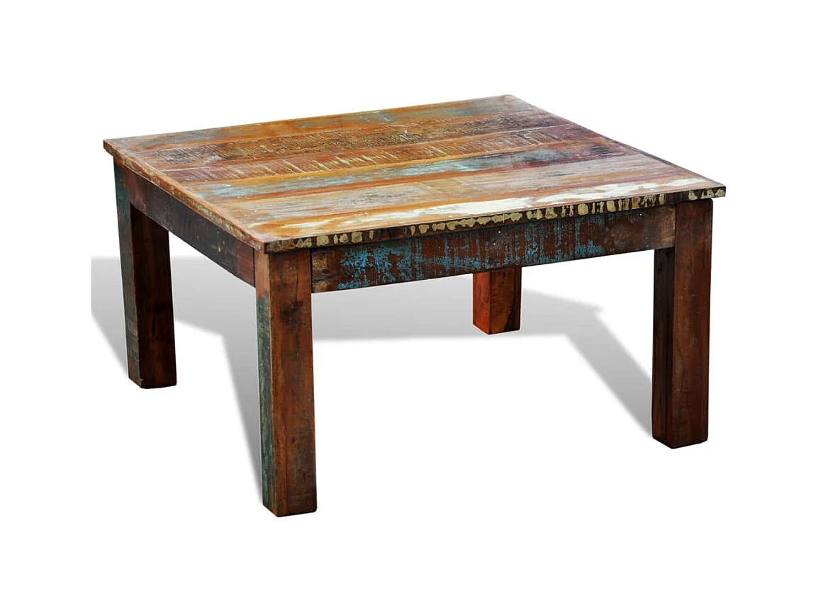 Mesa de centro | Mesa de apoio quadrada em madeira reciclada