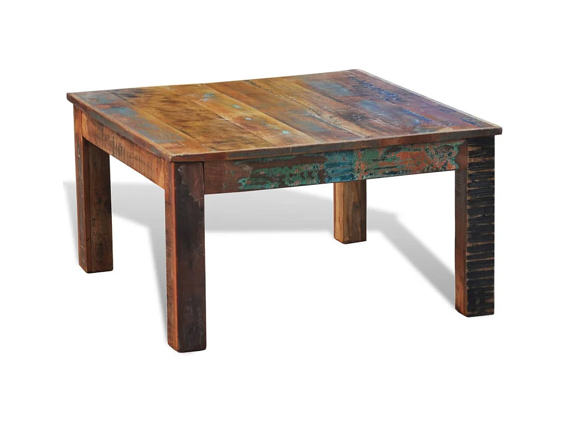 Mesa de centro | Mesa de apoio quadrada em madeira reciclada