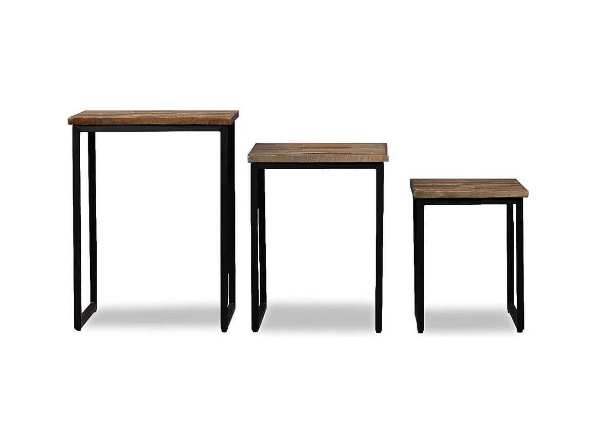 Ensemble de table basse gigogne 3 pièces Teck massif récupération SHL63498