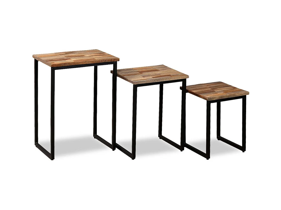 Mesa de centro | Mesa de café | Mesa auxiliar 3 piezas Roble ahumado 50x50x40 cm SHL2717