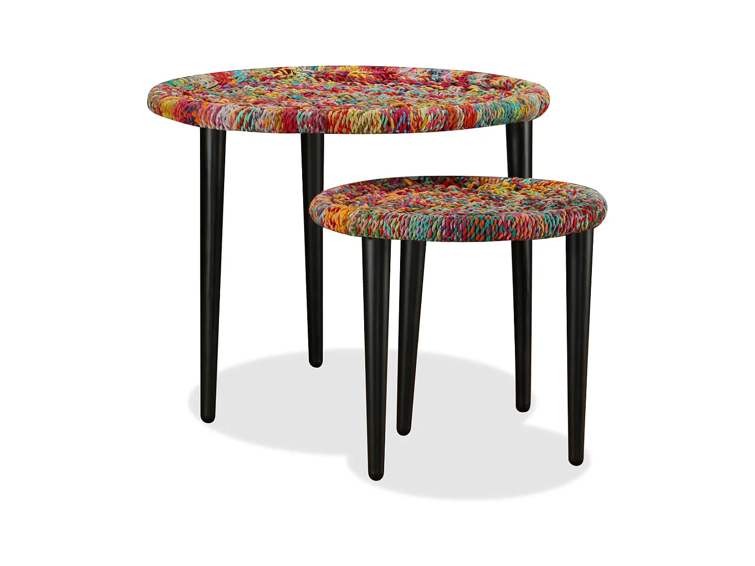 Table basse salon-Table d'appoint 2 pcs Détails tissés chindi Multicolore SHL29103