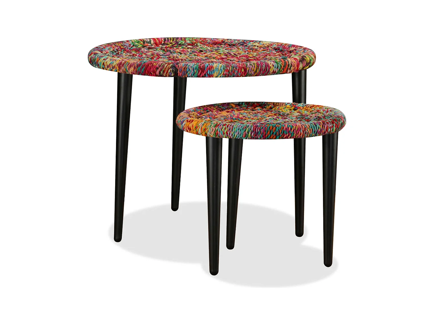 Table basse salon-Table d'appoint 2 pcs Détails tissés chindi Multicolore SHL29103