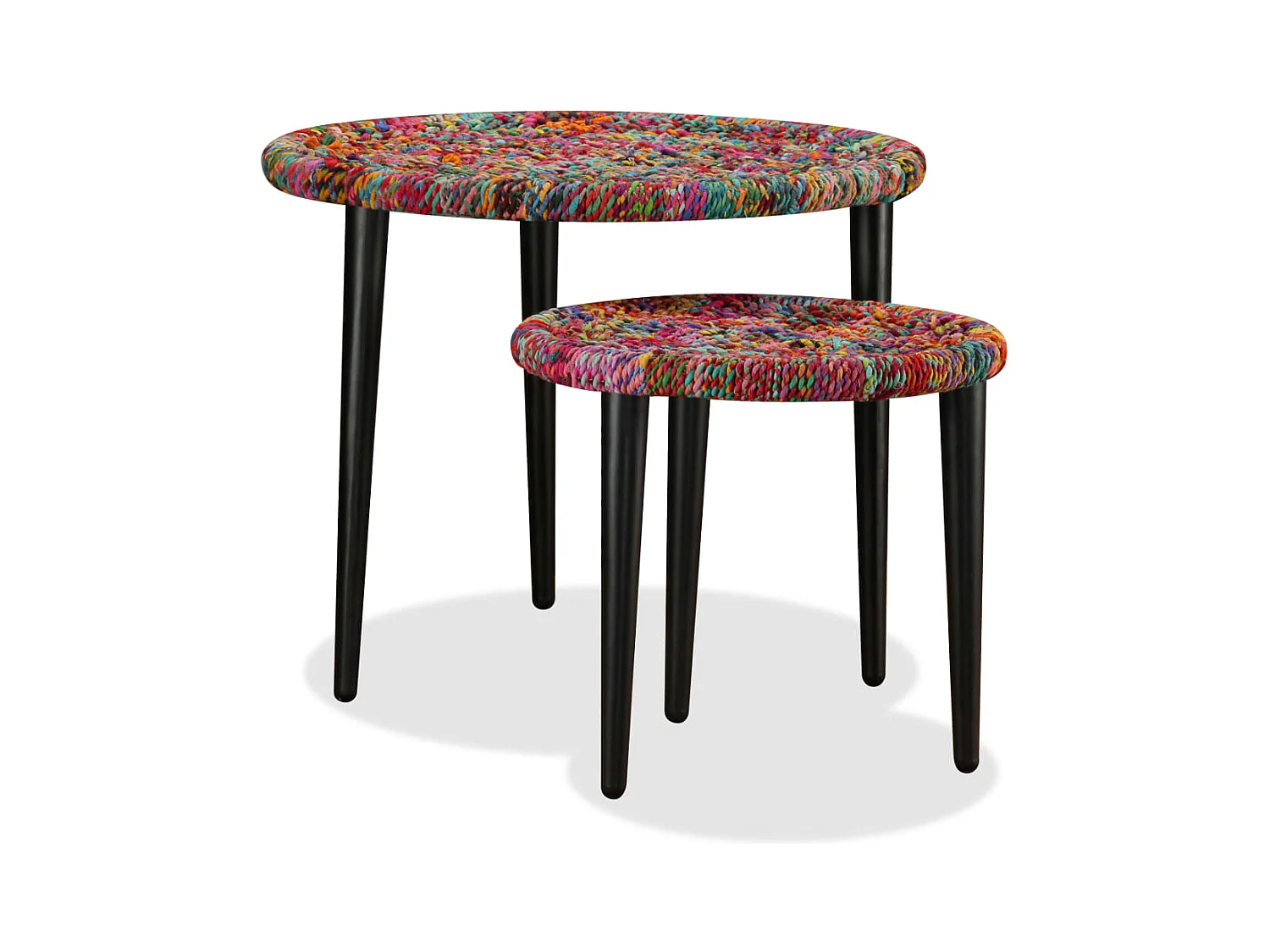 Table basse salon-Table d'appoint 2 pcs Détails tissés chindi Multicolore SHL29103