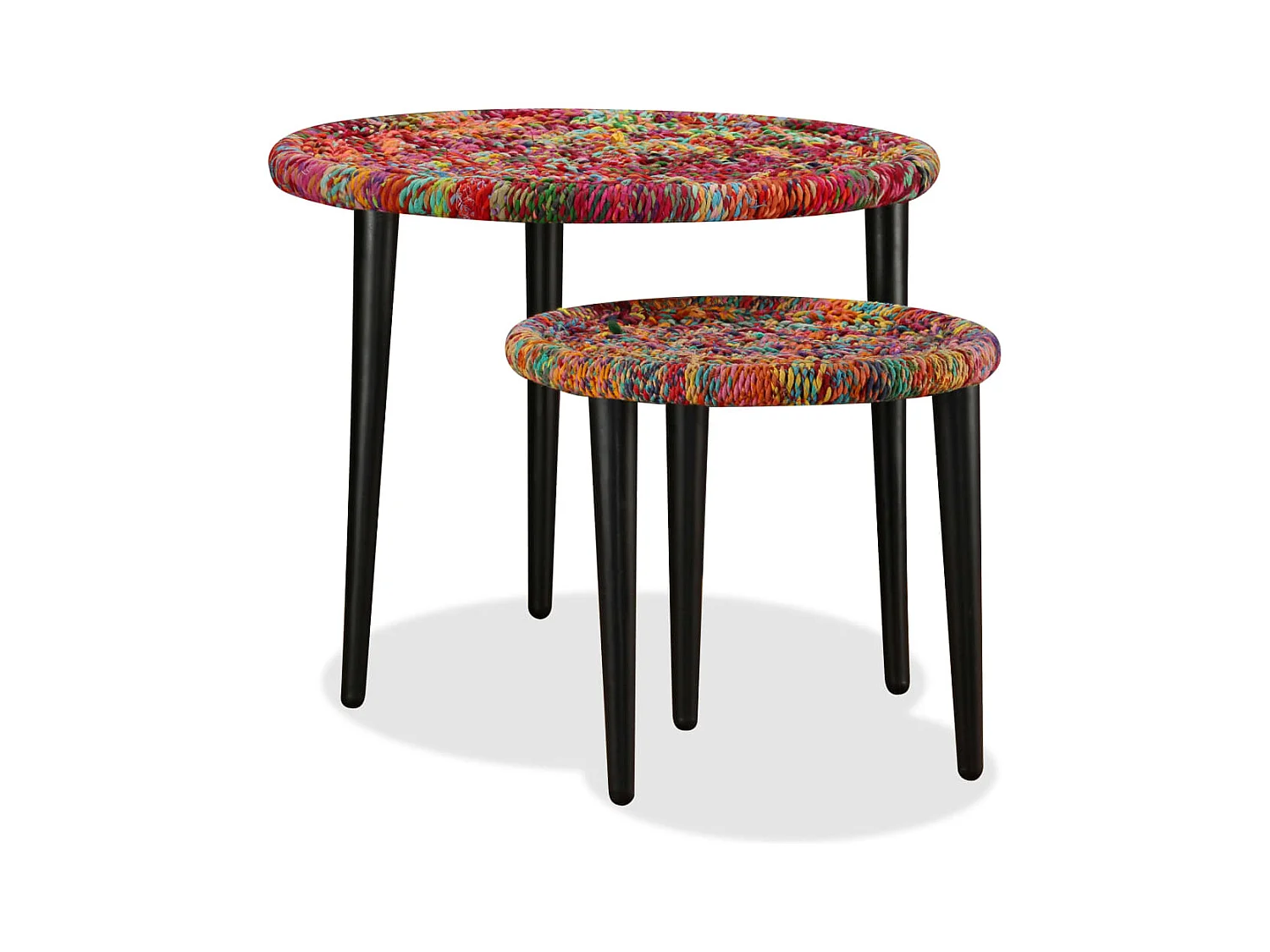 Table basse salon-Table d'appoint 2 pcs Détails tissés chindi Multicolore SHL29103