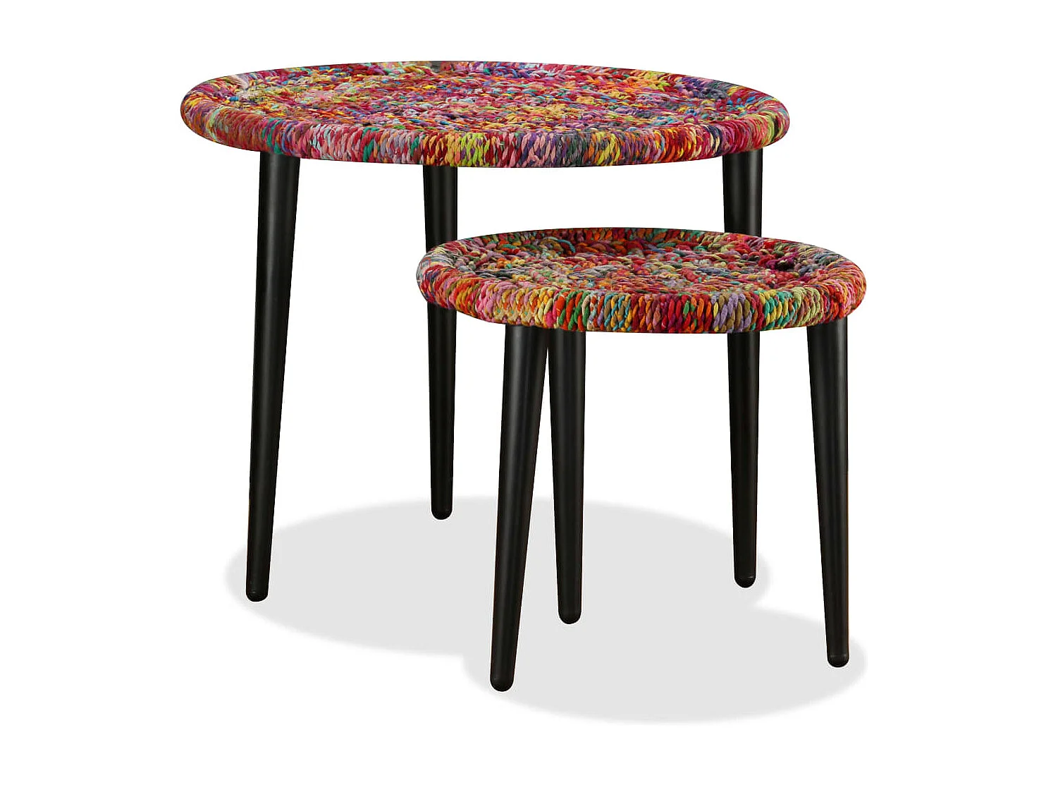 Table basse salon-Table d'appoint 2 pcs Détails tissés chindi Multicolore SHL29103