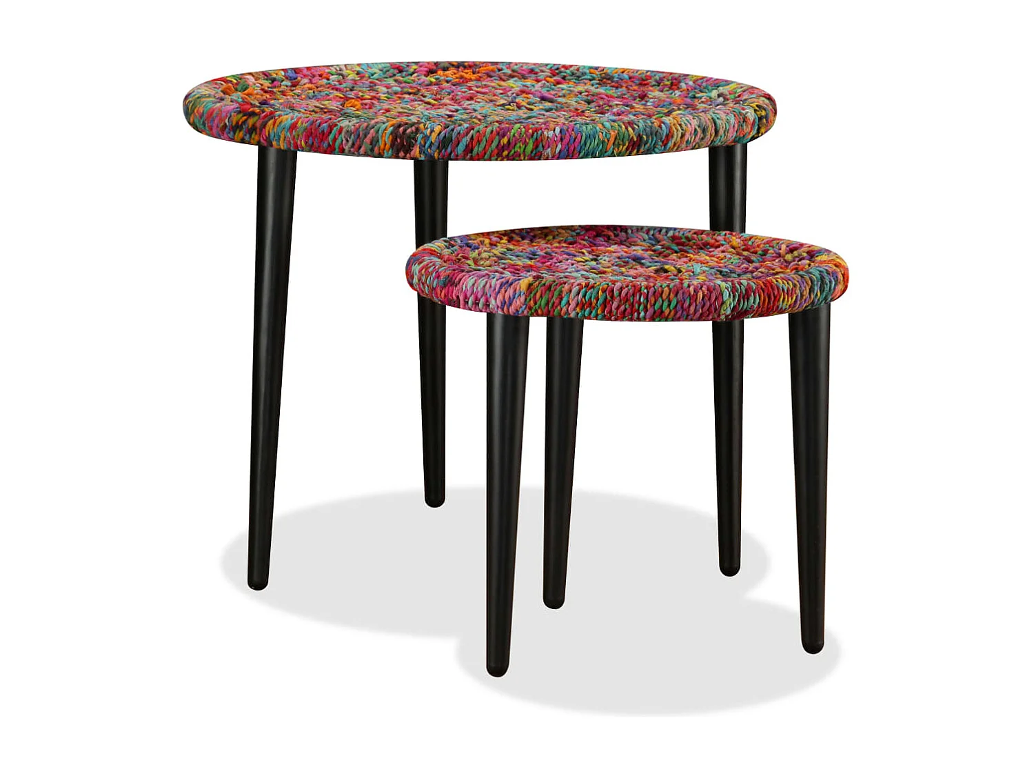 Table basse salon-Table d'appoint 2 pcs Détails tissés chindi Multicolore SHL29103