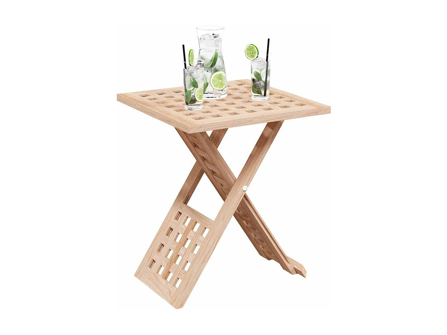 Table basse salon-Table d'appoint pliable 33x33x40,5 cm en bois massif noyer SHL55800