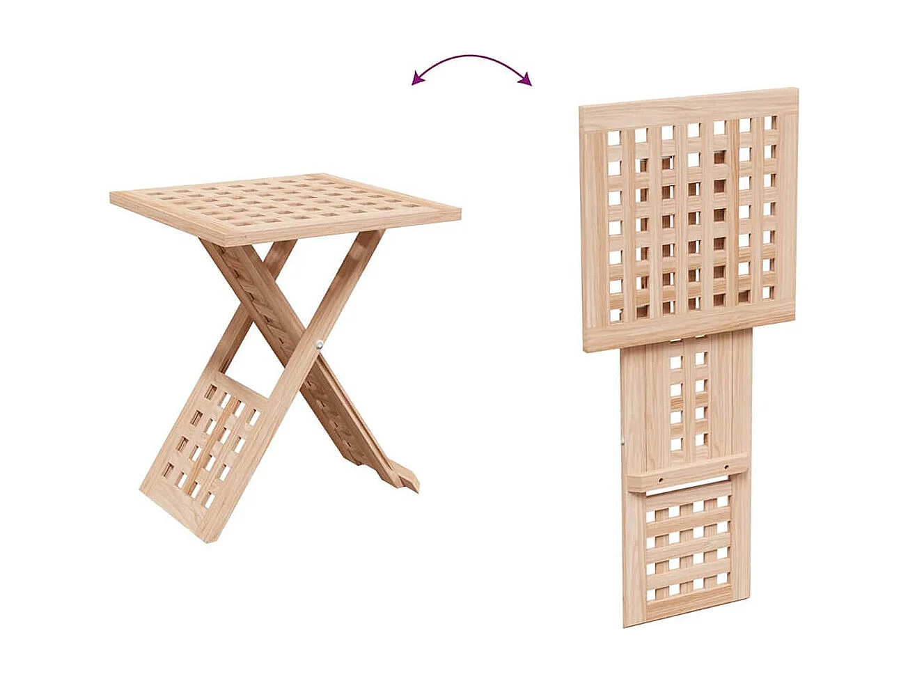 Table basse salon-Table d'appoint pliable 33x33x40,5 cm en bois massif noyer SHL55800