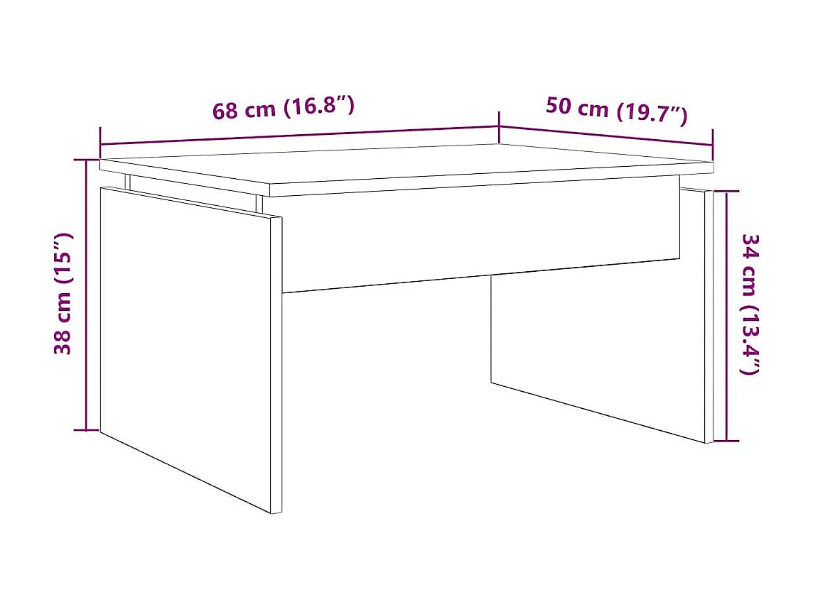 Table basse salon-Table d'appoint chêne artisanal 68x50x38 cm bois d'ingénierie SHL59988