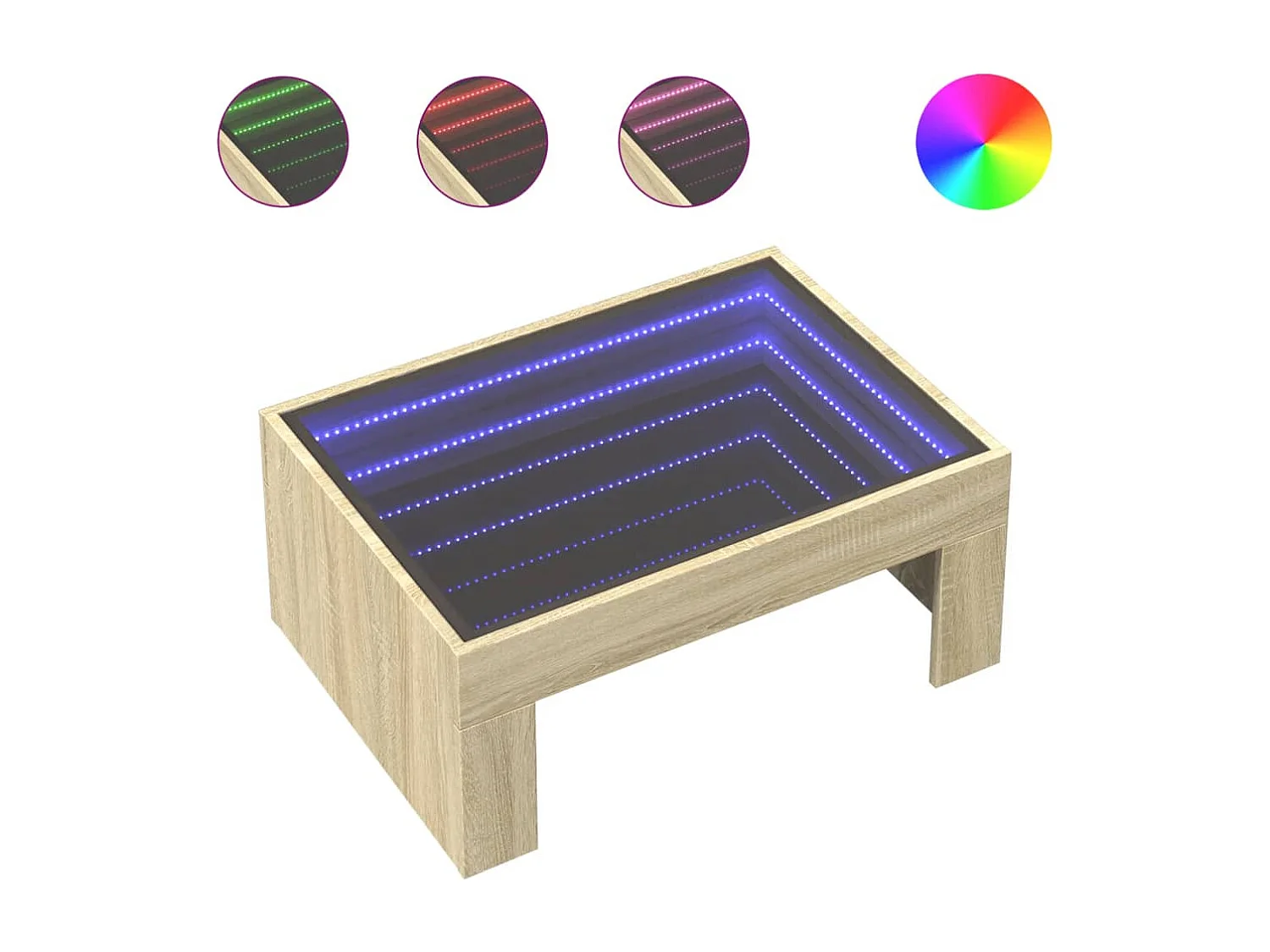 Couchtisch mit Infinity-LED | Beistelltische | Sofatisch Sonoma-Eiche 70x50x30 cm SHL47162