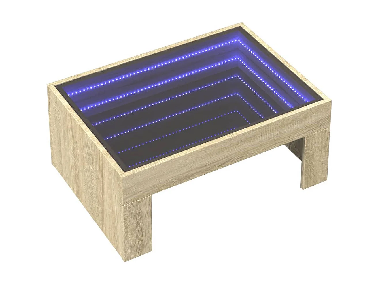 Couchtisch mit Infinity-LED | Beistelltische | Sofatisch Sonoma-Eiche 70x50x30 cm SHL47162