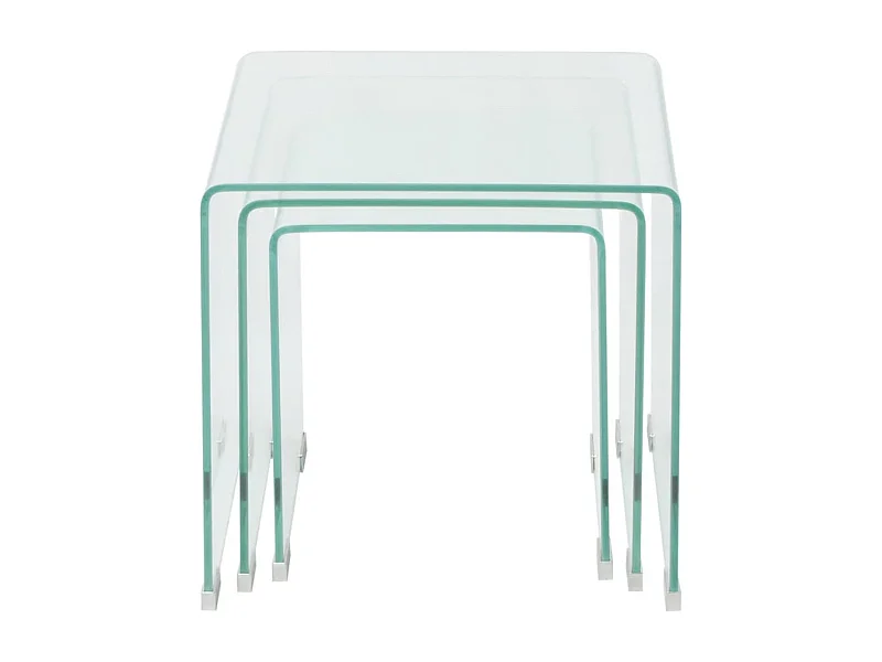 Ensemble de tables gigognes 3 Pièces Verre trempé Transparent SHL24528