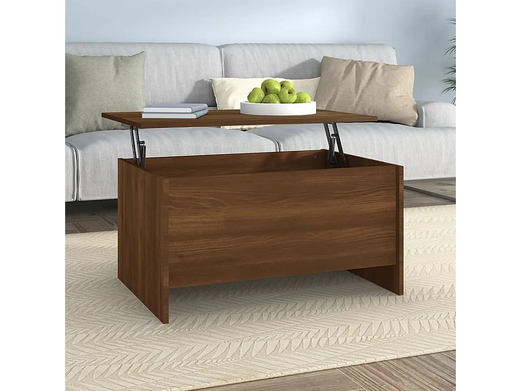 Mesa de centro | Mesa de apoio 80x55.5x41.5 cm madeira processada carvalho castanho