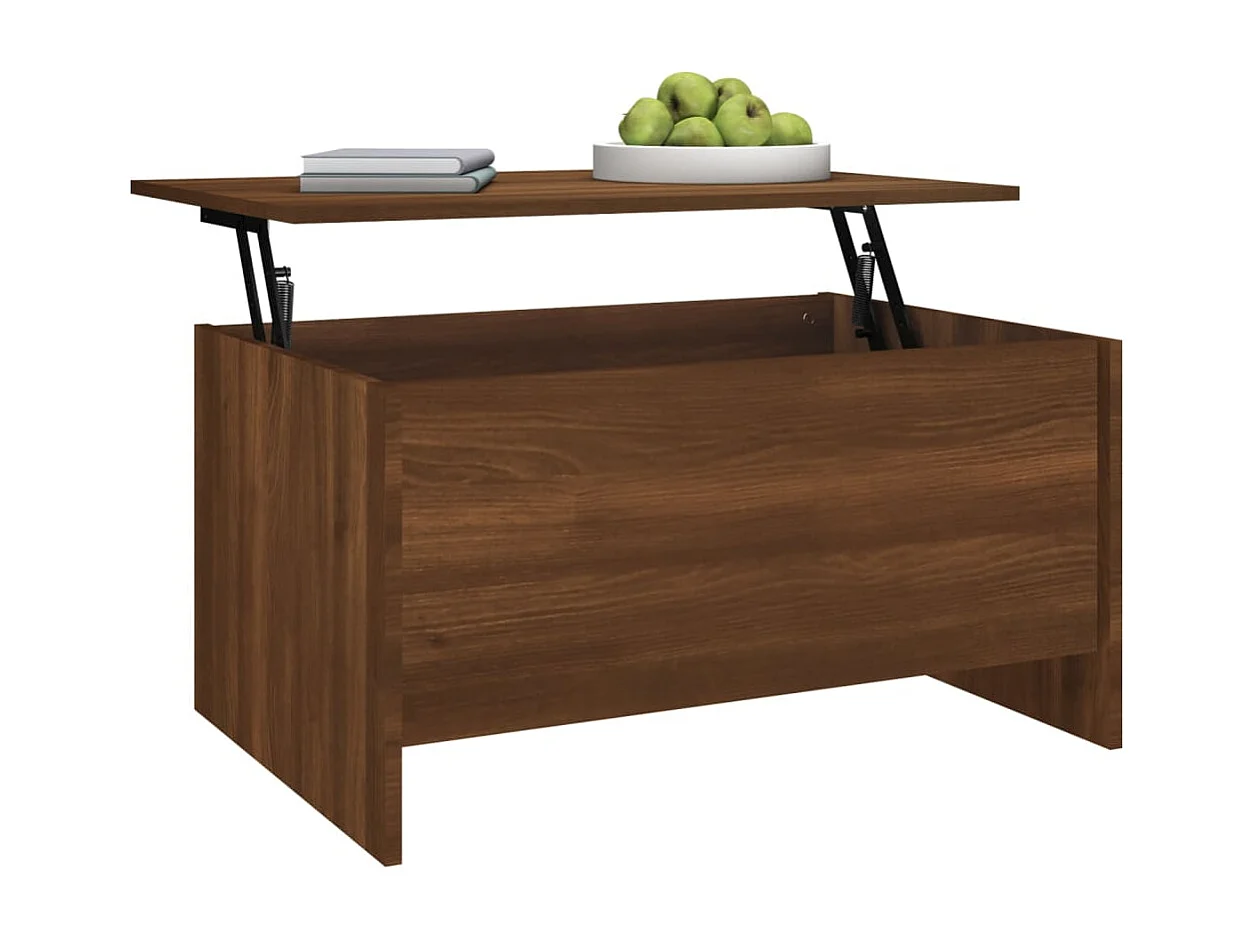 Mesa de centro | Mesa de apoio 80x55.5x41.5 cm madeira processada carvalho castanho