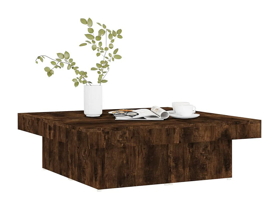 Table basse salon-Table d'appoint Chêne fumé 90x90x28 cm Bois d'ingénierie SHL43972