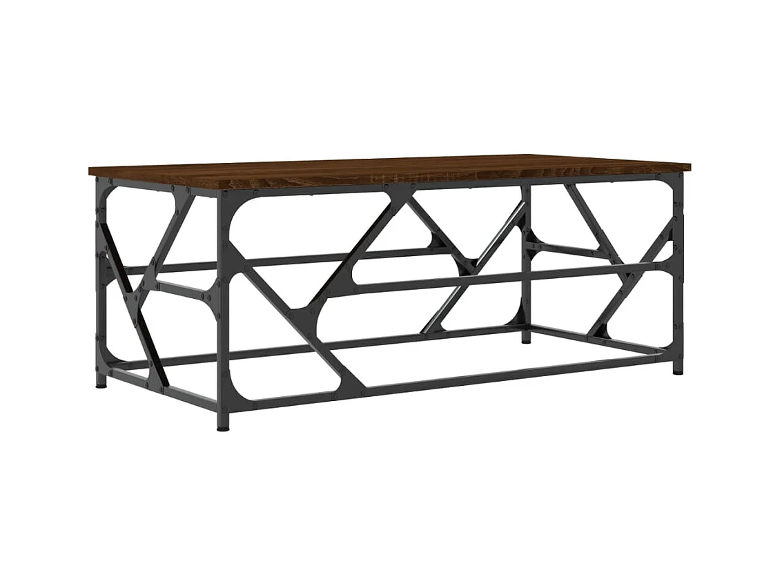 Mesa de centro-Mesa auxiliar acero inoxidable y madera reciclada plateada SHL828407