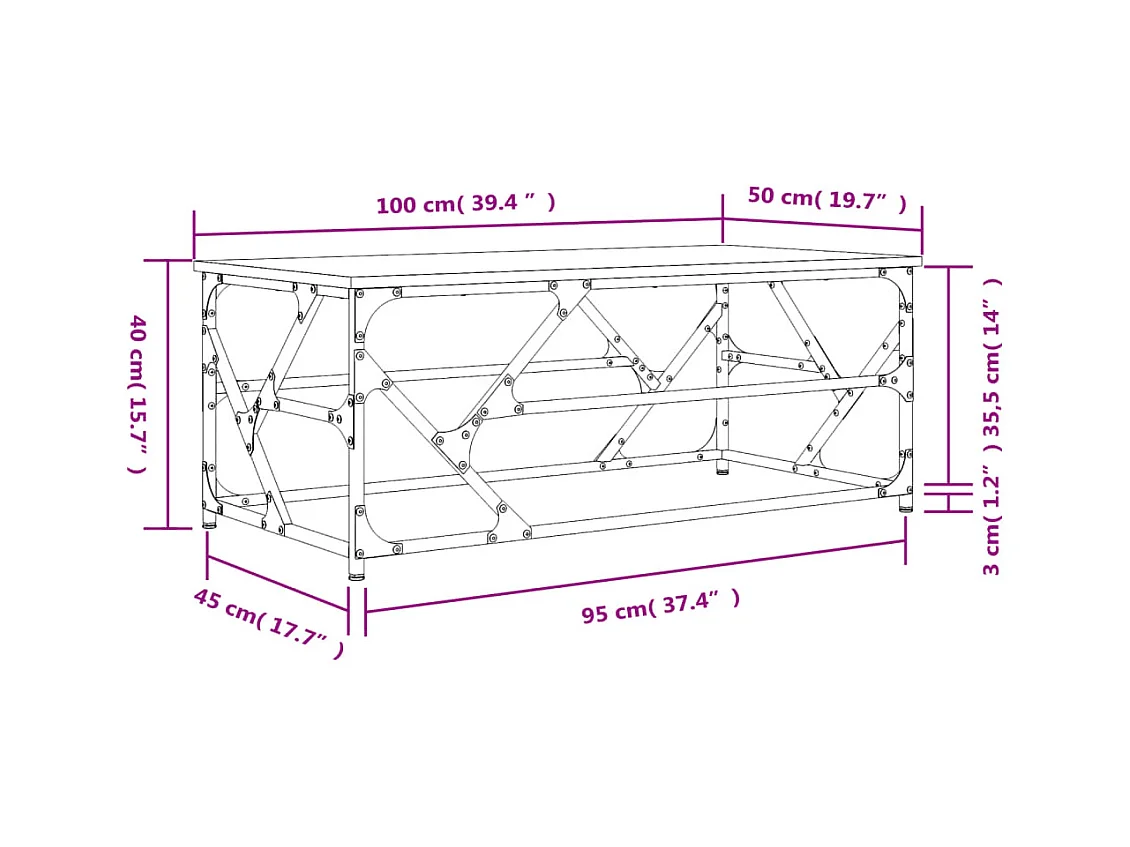 Mesa de centro-Mesa auxiliar acero inoxidable y madera reciclada plateada SHL828407
