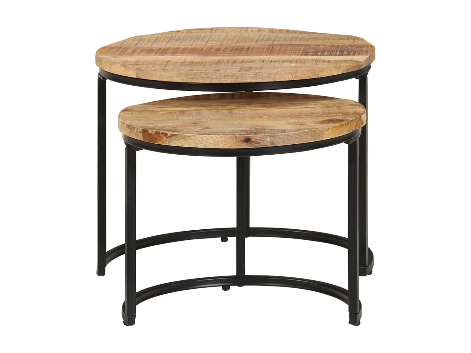 Tavolini Impilabili 2 pz-Tavolino Basso in Legno di Mango Grezzo SHL496